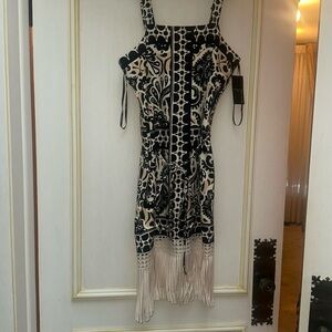 Tahari fringe dress